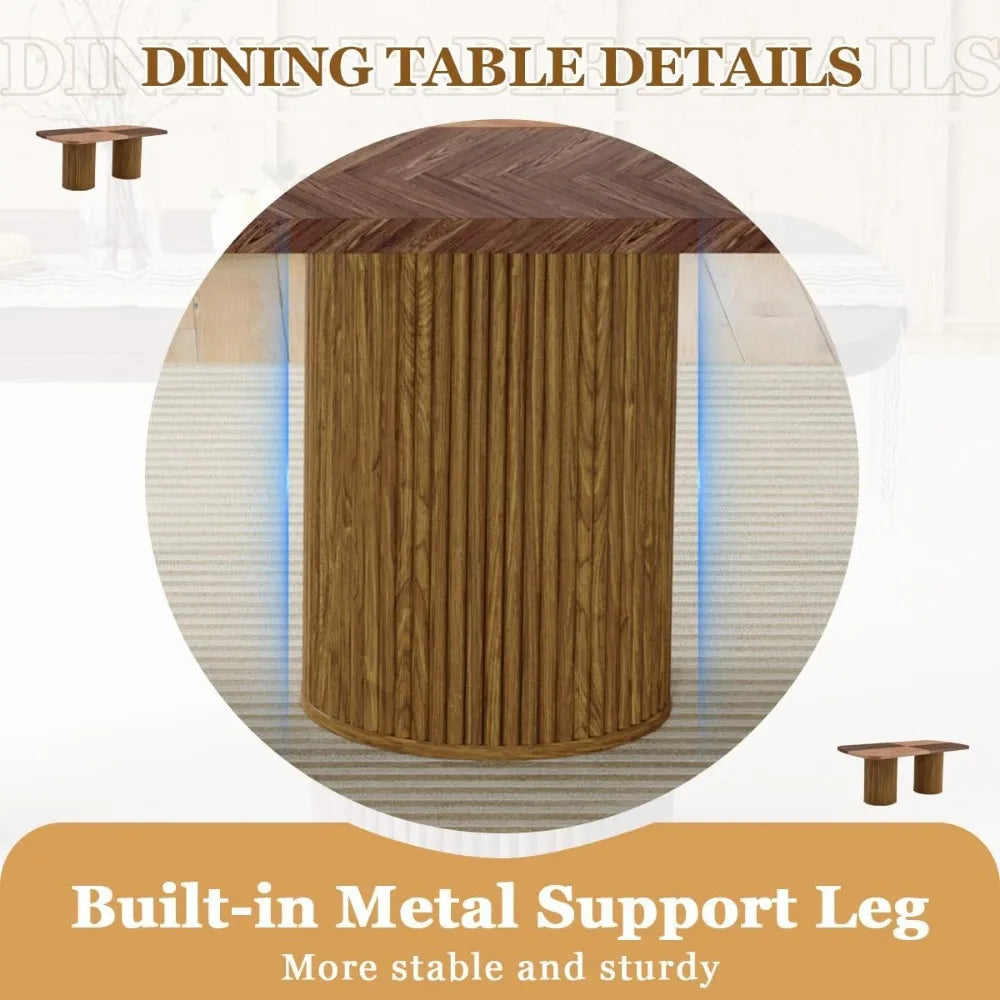 Dining Table Set for 8 - Large 79" Rectangular Kitchen Table Set for 8 with Cushioned Chairs,Modern Mid-Century Wood Dining Room