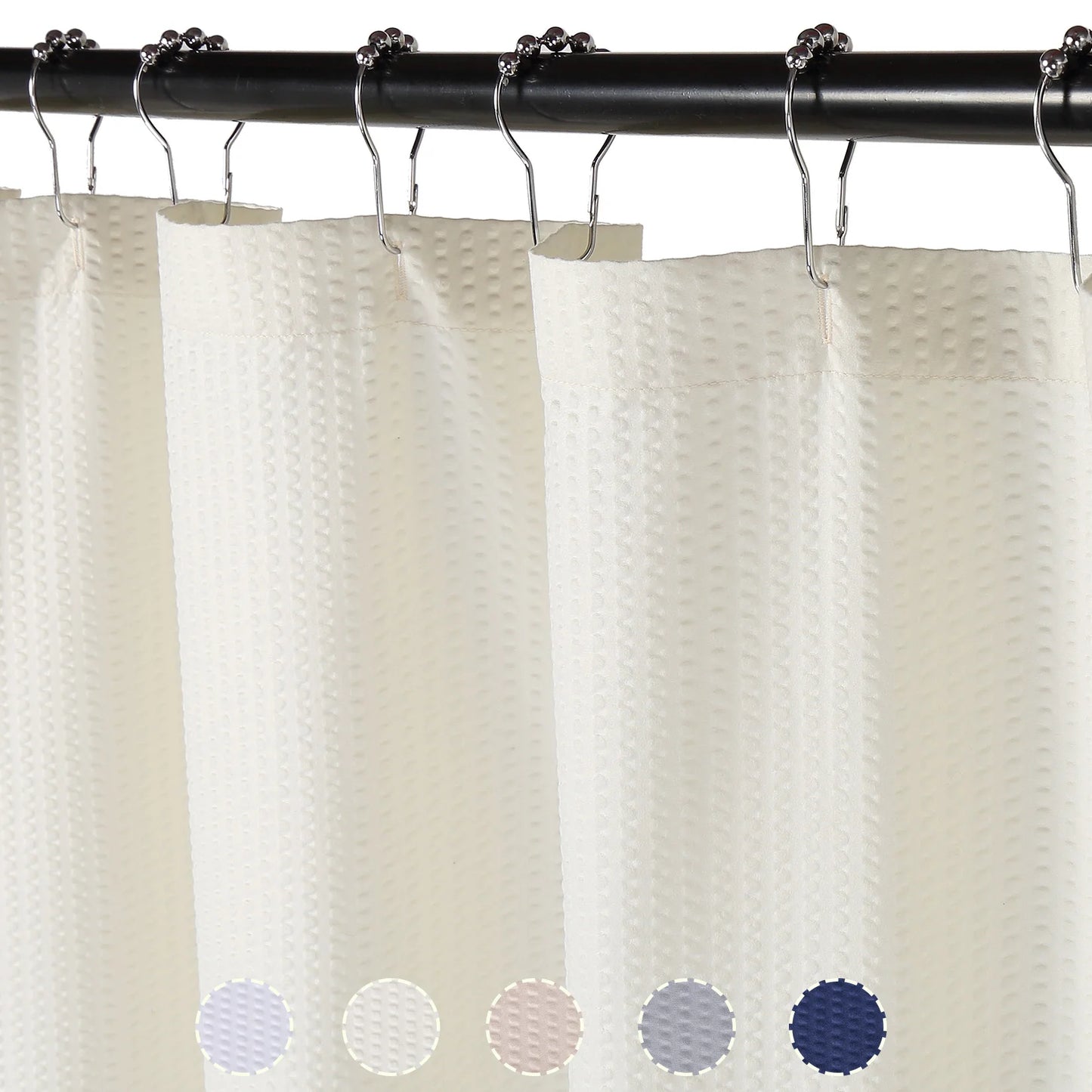 Shower Curtain Soft Microfiber Fabric Shower Curtain or Liner for Bathroom, Bathtub Embossed Pattern Water Repellent 72x72Inches