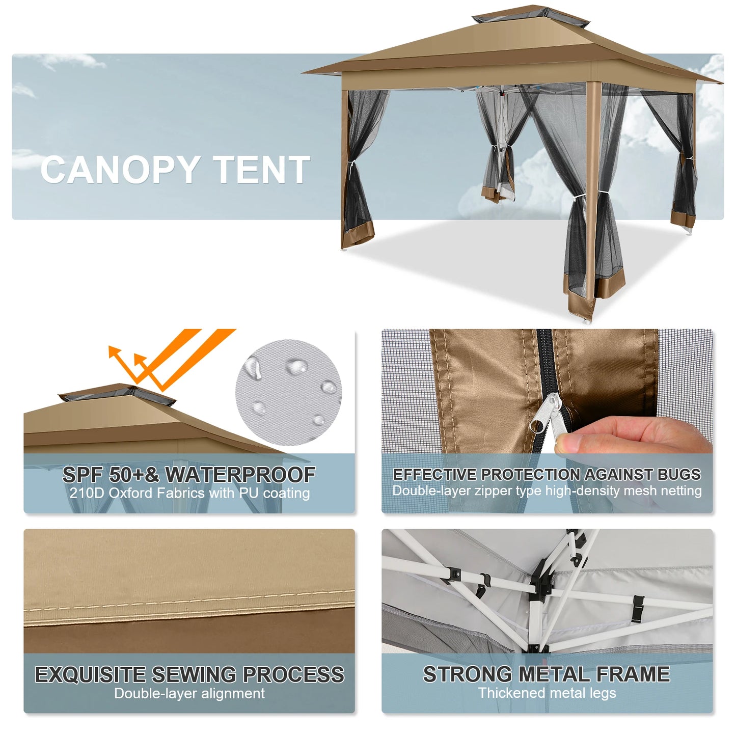 12x12 Pop up Gazebo on Clearance with Mosquito Netting, Outdoor Canopy Tent with Portable Bag,Patio Gazebo for Garden,Party,Camp