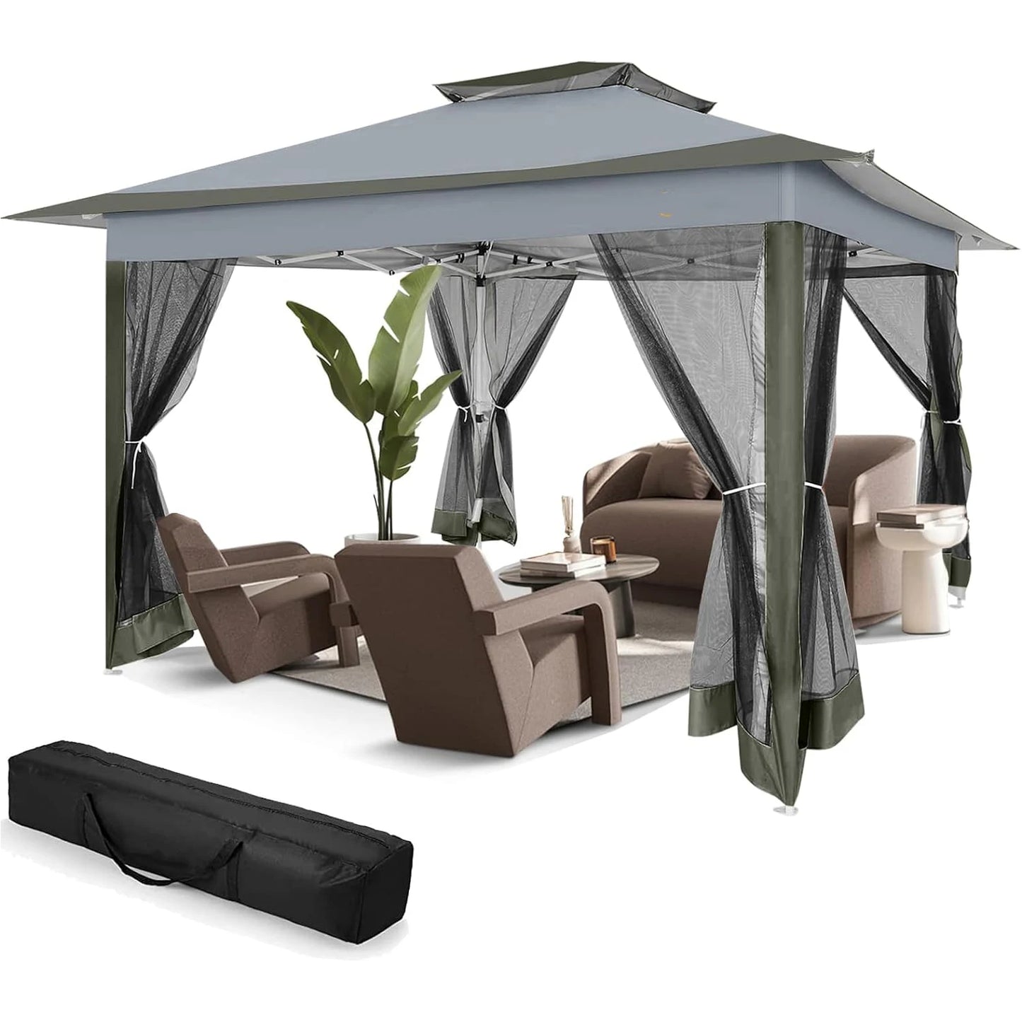 12x12 Pop up Gazebo on Clearance with Mosquito Netting, Outdoor Canopy Tent with Portable Bag,Patio Gazebo for Garden,Party,Camp