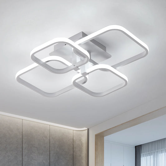 Modern Ceiling Light, LED Ceiling Light Fixtures, 4-Square Design Black Flush Mount Ceiling Light for Living Room, Kitchen