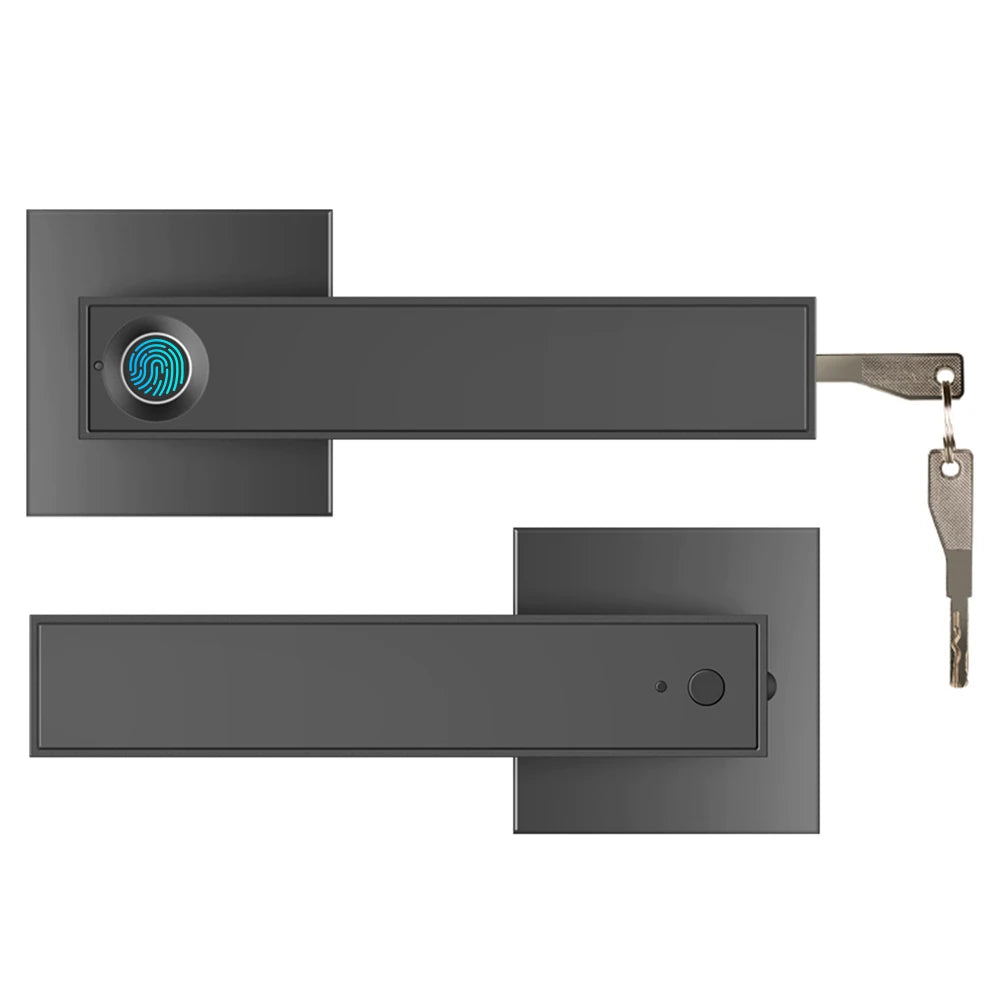 Fingerprint Door Lock Handle USB Rechargeable Anti Theft Smart Electric Biometric Keyless Security Entry with 2 Keys for Home