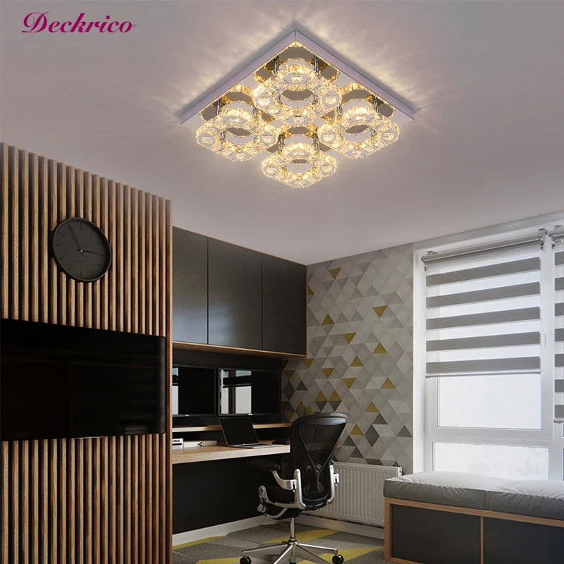 Modern K9 Crystal Ceiling Lamp Decorative Bedroom Led Chandelier Corridor Pendant Lights Indoor Lighting Fixture Living Room