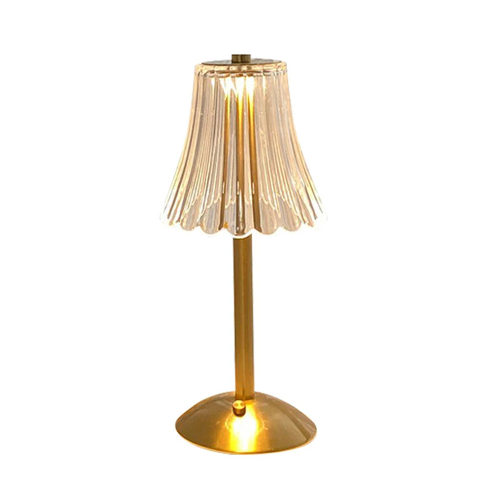 LED Gold Small Lamp Rechargeable 3 Color Modes Dimmable Crystal LED Touch Lamp Touch Desk Light for Bedroom Read Office Home Bar