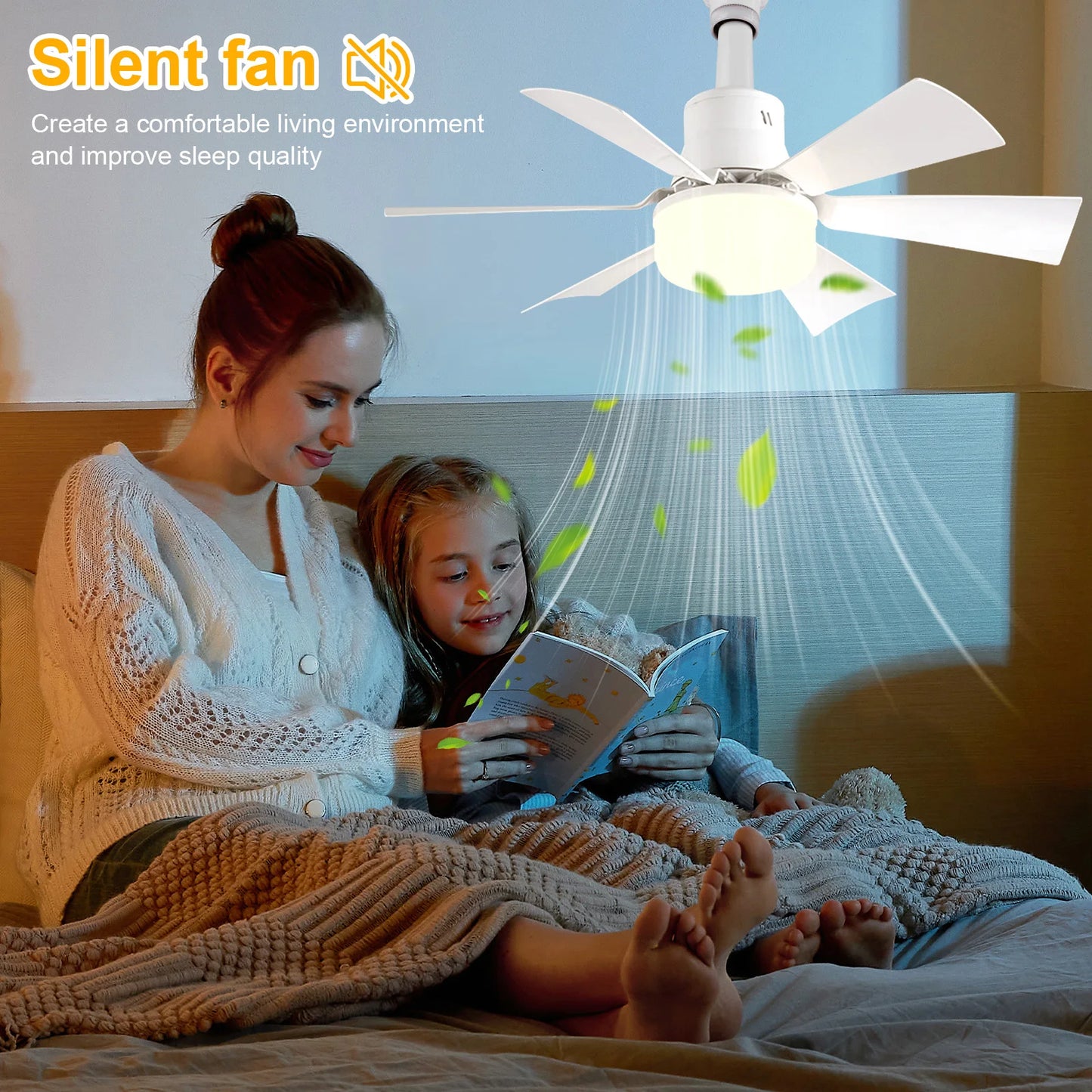 Screw in Ceiling Fan in Light Socket with Remote 3 Speeds Dimmable with Extender & 6 Blades for Bedroom Kitchen Living Room