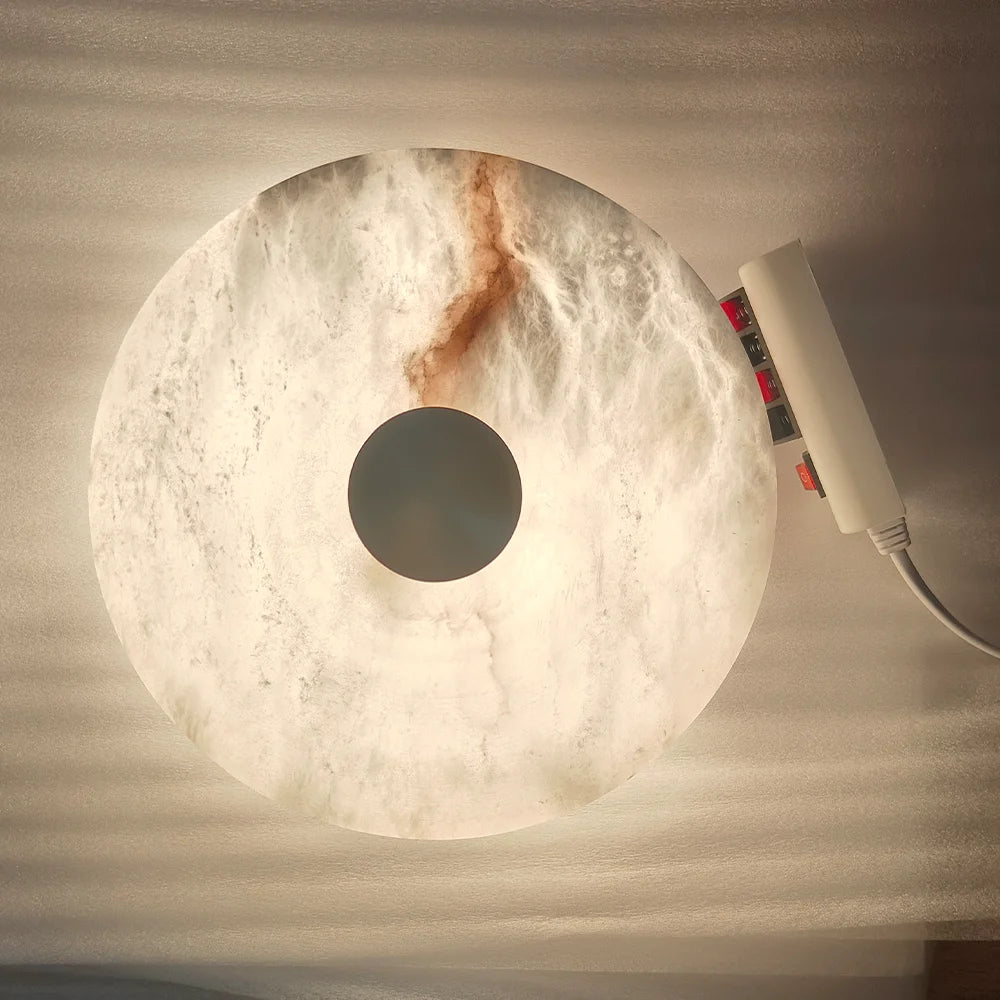 Modern Simple LED Natural Marble Ceiling Lamp Living Room Bedroom Corridor Circular Ultra-thin All-copper Wall Lamp Indoor Decor