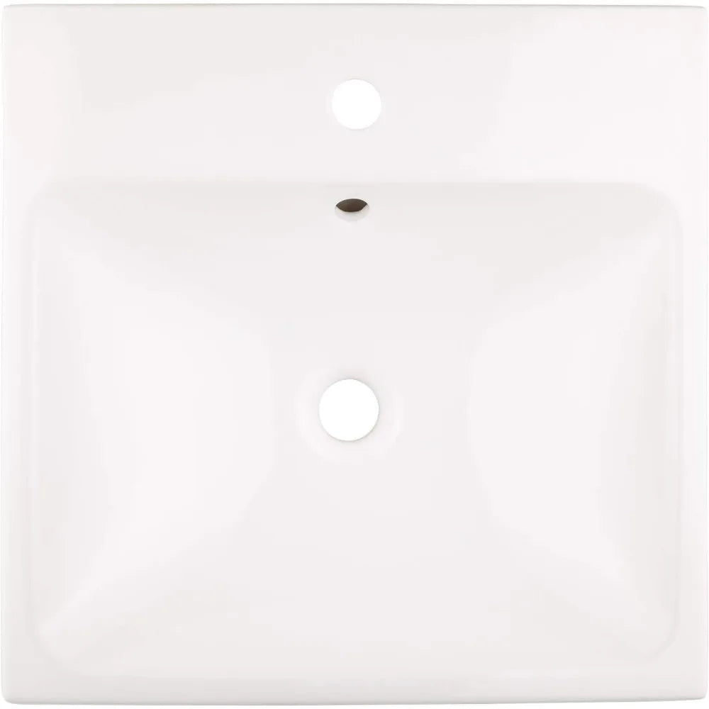 424917 Stoddert 20" Vitreous China Wall Mounted Bathroom Sink with Single Faucet Hole and Overflow - White