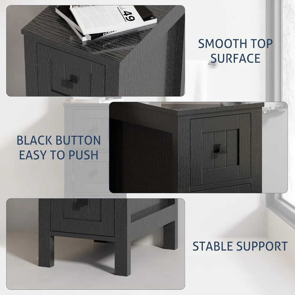 36" Black Bathroom Vanity With Sink Combo, Modern Cabinet With 3 Drawers, Grooved Doors & Metal Handles, Champagne Boat Tempere