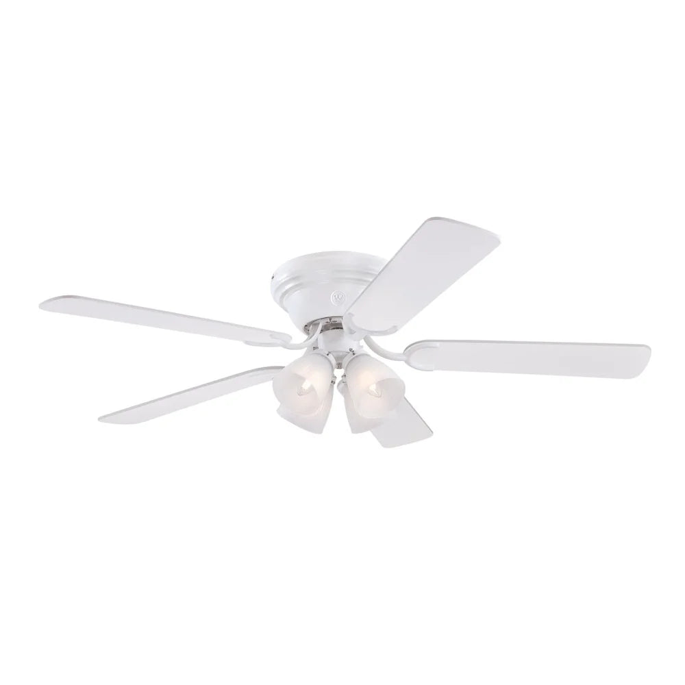 Indoor 52 Inch Reversible Blade Ceiling Fan with Light Kit Dimmable Energy Efficient LED Bulbs Frosted Glass Shades