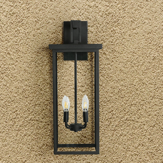 26 Inch Black Iron Outdoor Wall Sconce Clear Glass Lampshade Halloween Christmas Decoration Lighting For Garage Hallway
