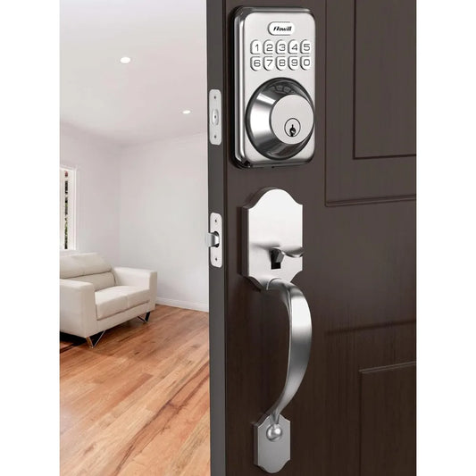 Keyless Entry Door Lock Set,  Electronic Keypad Deadbolt with 2 Handles, Front Door Handle Lever Sets, Auto Lock, Code Door Lock