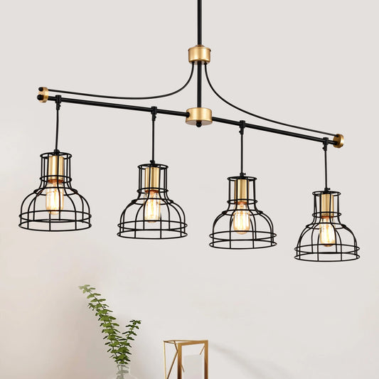 Dining Room Light Fixture/Chandelier Over Table, 40-Inch Hanging for Farmhouse Linear Chandeliers,4-Light Kitchen Island Lightin