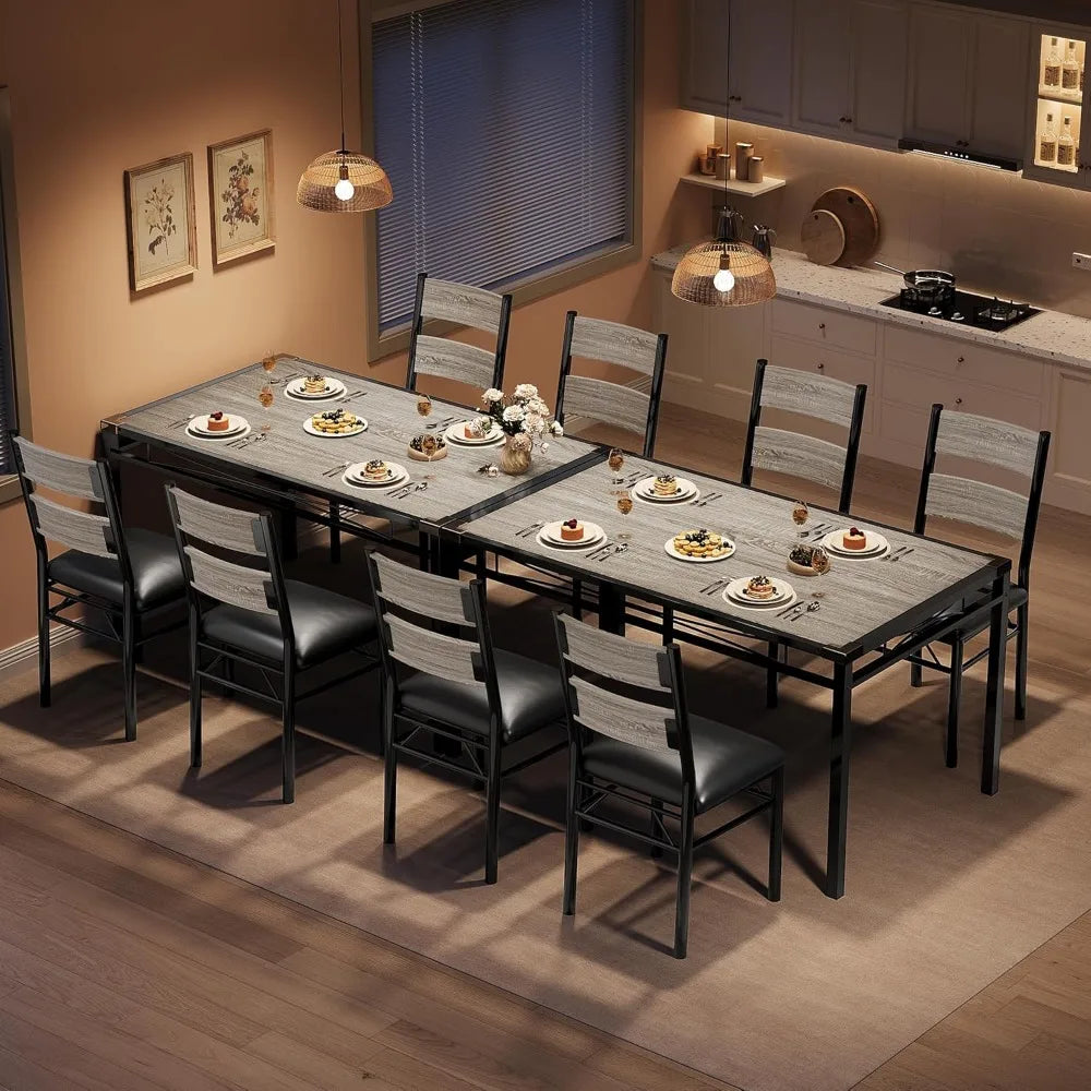 Dining Table Set for 4, Dining Room Table Set for 4 with Upholstered Chairs, Wood Kitchen Table Chairs Set of 4 with Corner Pro