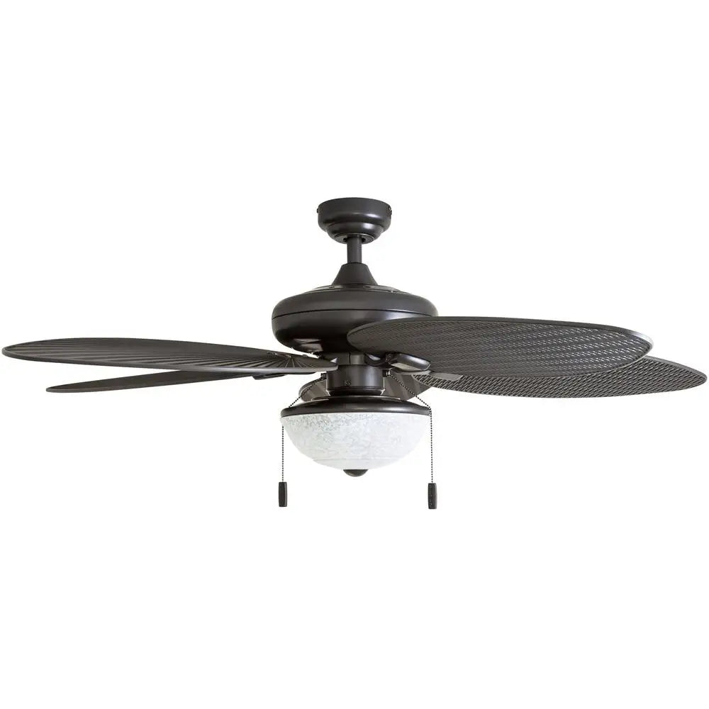 52 Inch Tropical Outdoor Ceiling Fan with Lights Reversible Blades Quiet Motor Pull Chains Porch Patio Gazebo Bronze Finish