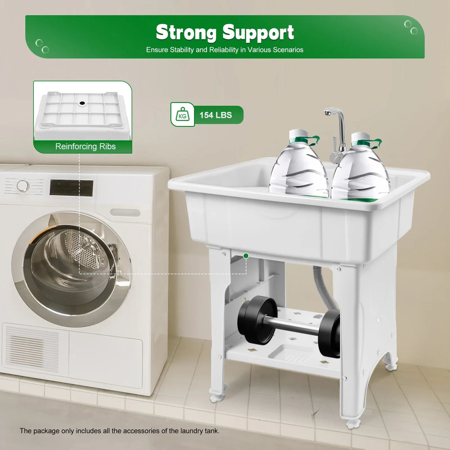 Freestanding Laundry Tub Spacious Utility Wash Sink w/ Faucet & Storage for Laundry Room wash basin  sink bathroom  wash basin