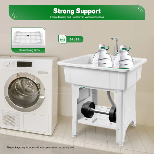 Freestanding Laundry Tub Spacious Utility Wash Sink w/ Faucet & Storage for Laundry Room wash basin  sink bathroom  wash basin