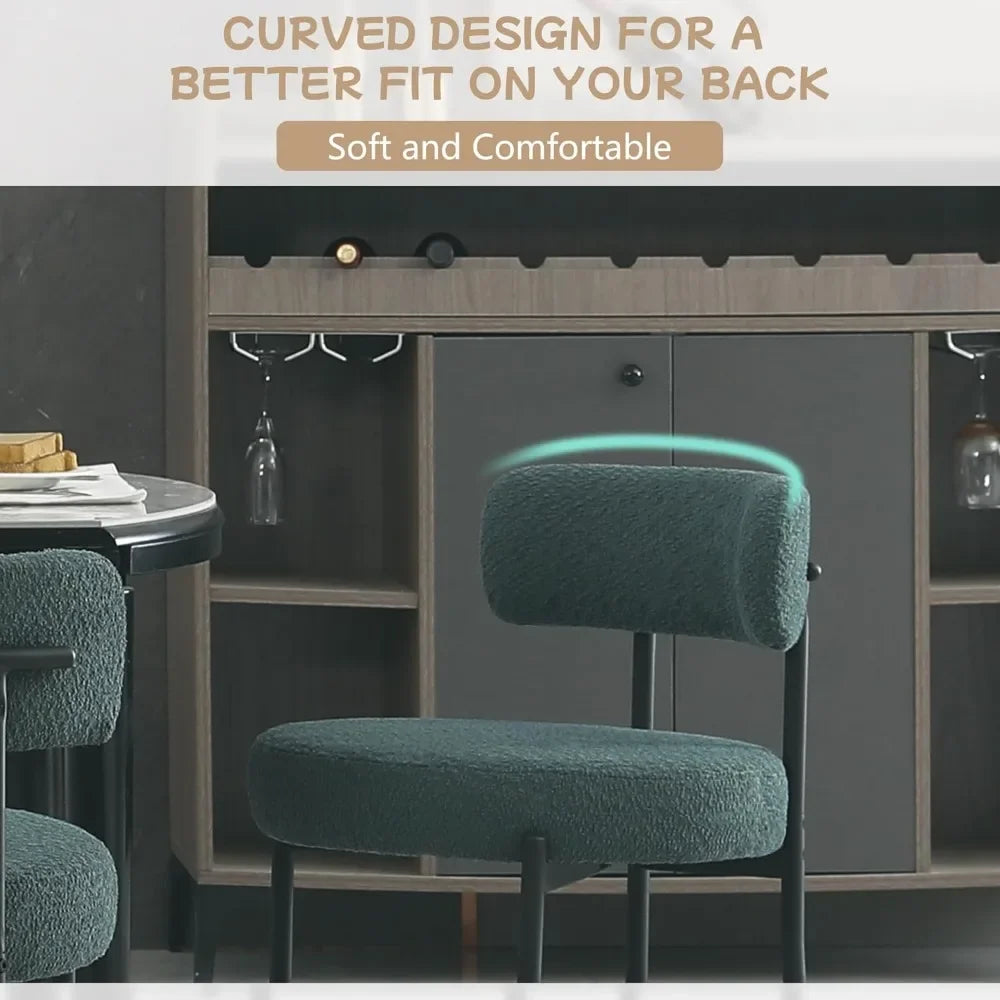 Dining Chairs Set of 6,Upholstered Kitchen Dining Room Chairs, Mid-Century Modern Curved Backrest Chairs