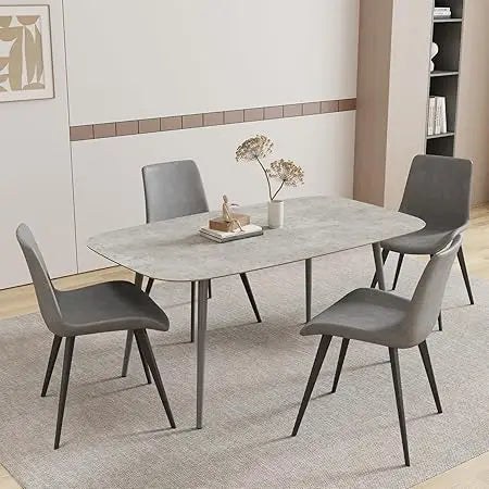 47.2'' Dining Table Set for 4,Modern Wood Dining Table,Leather Dining Chairs 4,Table and Chairs Set of 4,Ideal for Kitchen Dinin