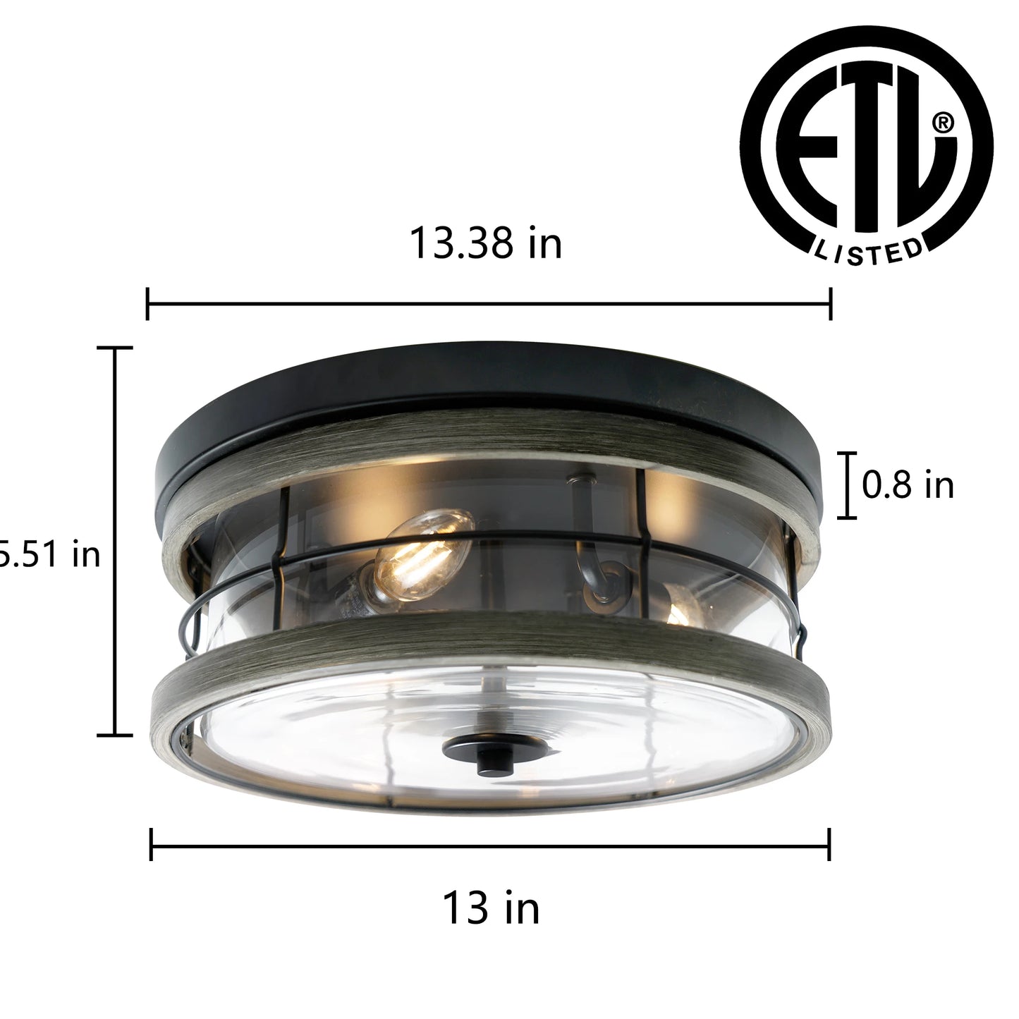 3-Light Flush Mount Ceiling Light Fixture, Farmhouse Vintage Close to Ceiling Lights with Clear Glass for Kitchen Bedroom Foyer