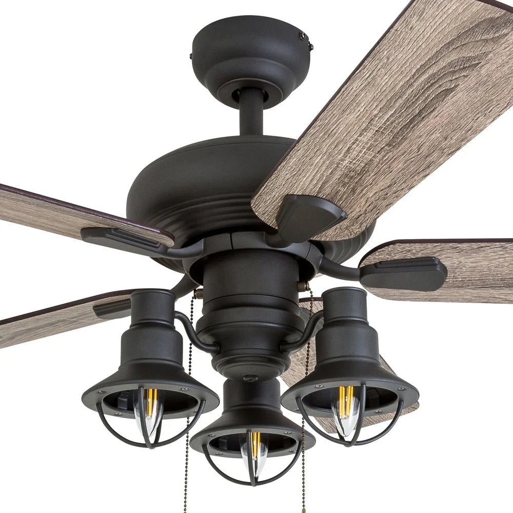 42 Inch Bronze Ceiling Fan with 5 Blades Remote Control Light Kit Reversible Motor High Airflow Medium Rooms