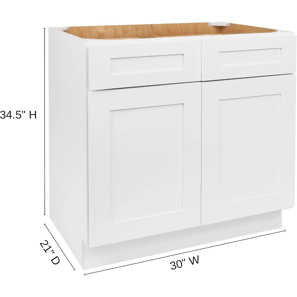 White Shaker Bathroom Vanity Cabinet Sink Base, Ready to Assemble Bathroom Organizer, Bathroom Storage - 30" W x 21" D x 34.5" H