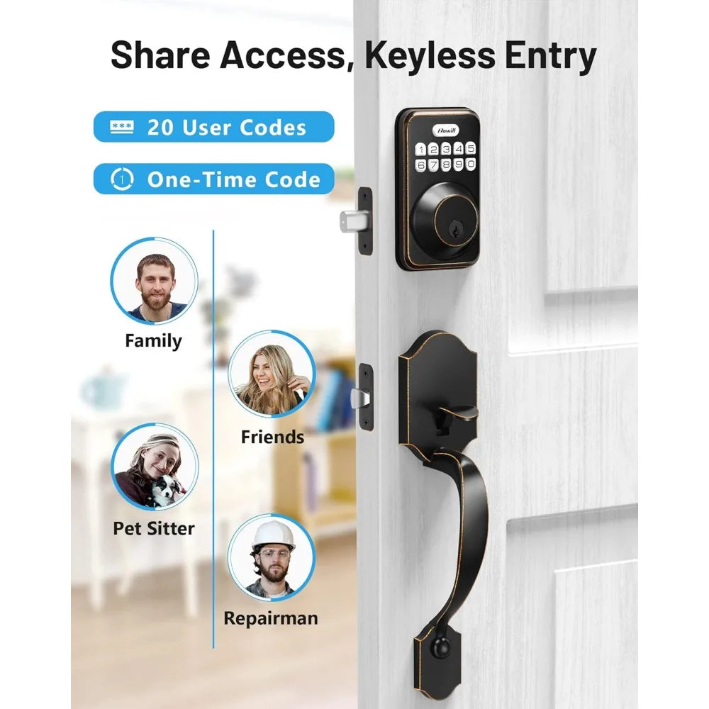 Keyless Entry Door Lock Set,  Electronic Keypad Deadbolt with 2 Handles, Front Door Handle Lever Sets, Auto Lock,Code Door Lock,