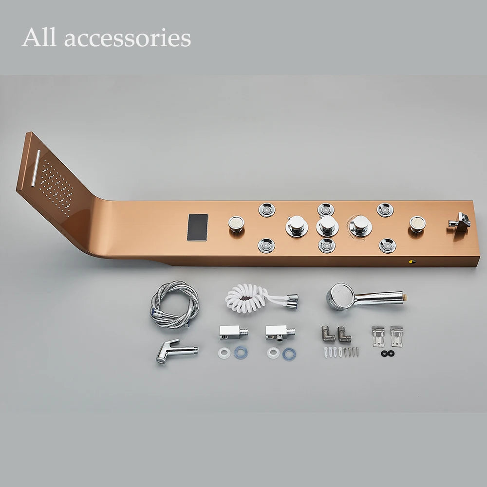 LED Shower Panel Six Functions Waterfall Shower Panel Bathroom Faucet Bathroom SPA Massage Jet Tub Mixer Massage Sprayer