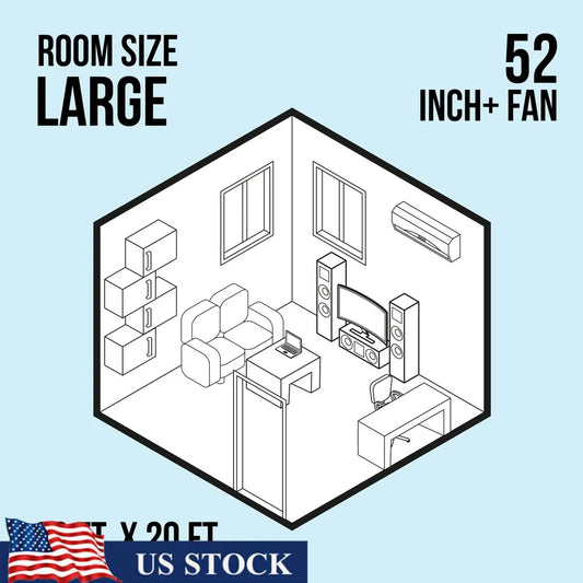 52 Inch Ceiling Fan with Light Kit 5 Reversible Blades Quiet Motor Indoor Use Multi-Position Hanging Options Perfect Bedrooms