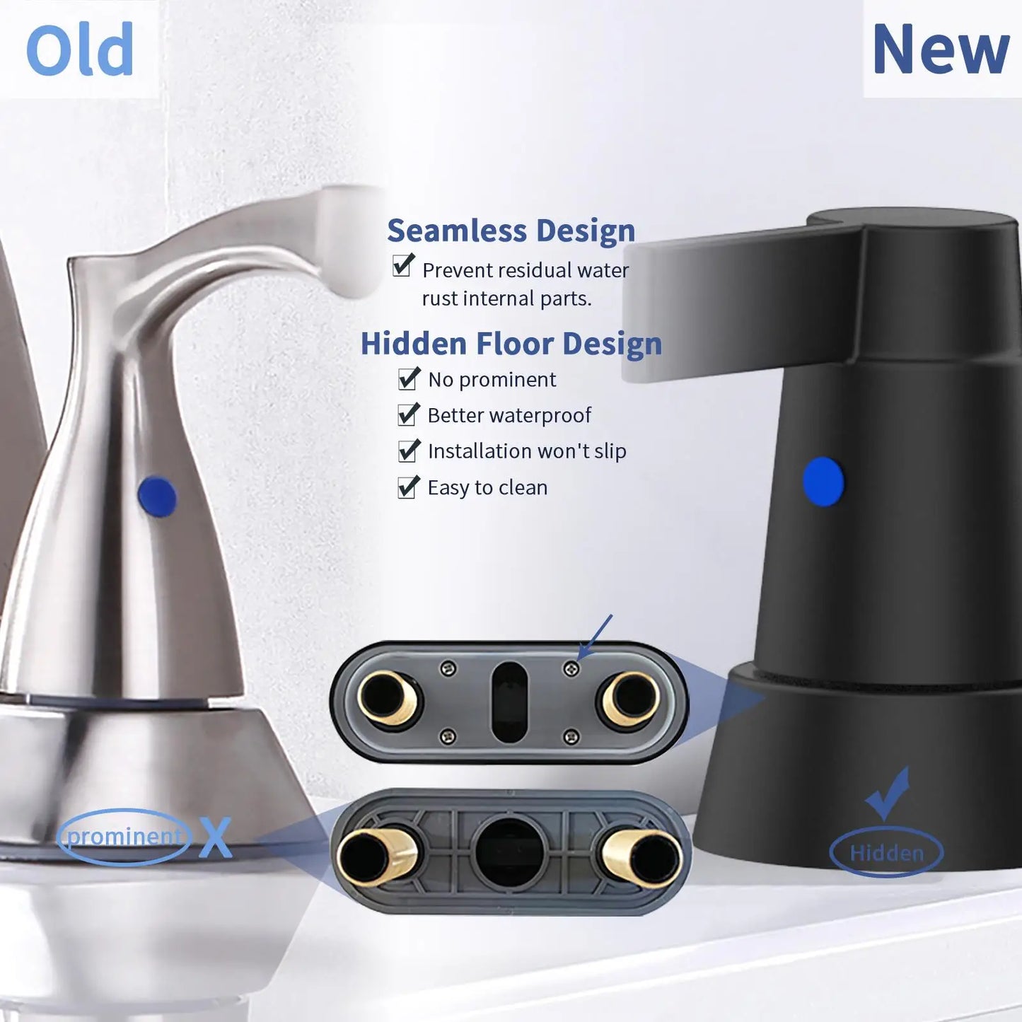 Matte Black 2-Handle Bathroom Faucet - 360° Swivel, Centerset 4-Inch Vanity Sink Fixture, 3 Holes Lavatory Mixer