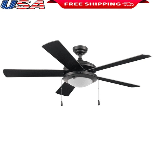 52 Inch Indoor Ceiling Fan with Light Pull Chain Control Reversible Blades Living Room Bedroom Office Airflow