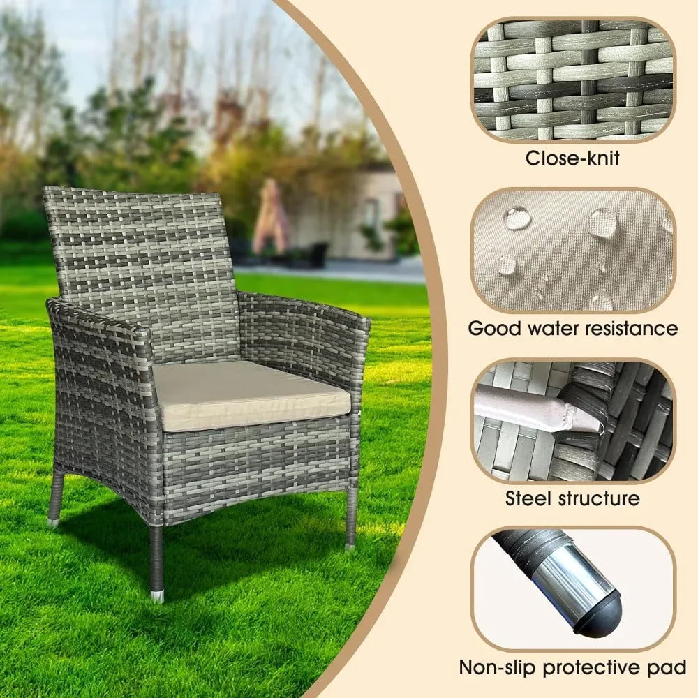 4 Piece Patio Furniture Set, Wicker Sectional Sofa with Armchair, Loveseat & Side Table – Outdoor Use