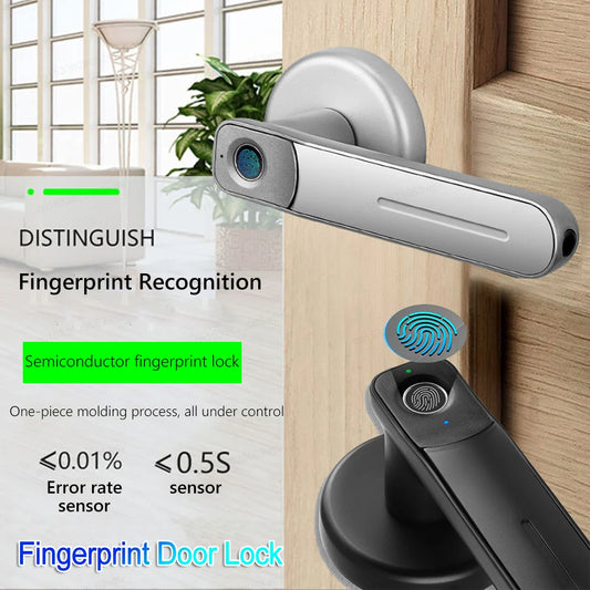 Fingerprint Door Lock Handle USB Rechargeable Anti Theft Smart Electric Biometric Keyless Security Entry with 2 Keys for Home