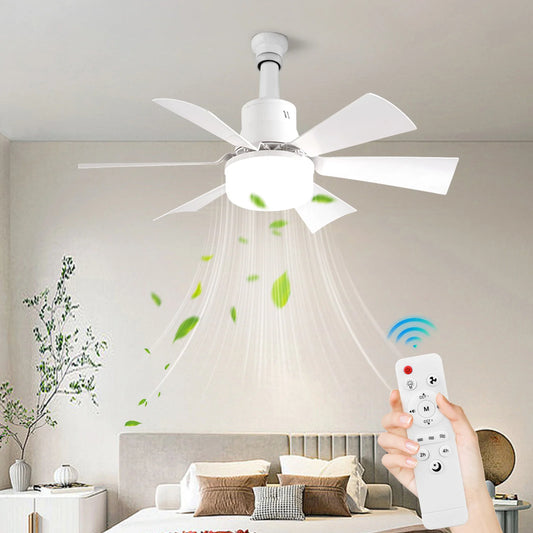 Socket Fan Light 3 Speeds Dimmable Screw in Ceiling Fan in Light Socket with Extender & 6 Blades Ceiling Fan with Light