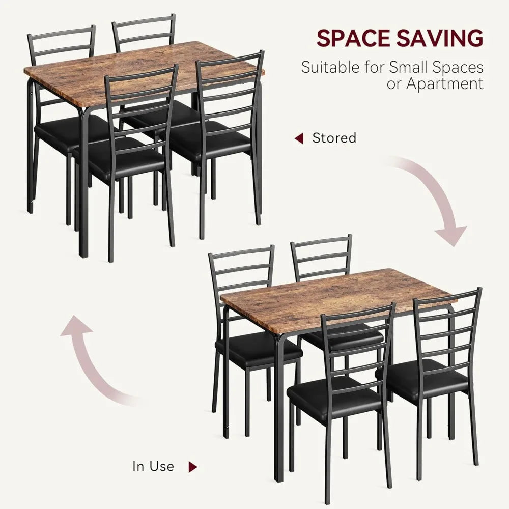 5-Piece Modern Dining Set: Square Table & 4 Chairs - Small Space Kitchen Solution