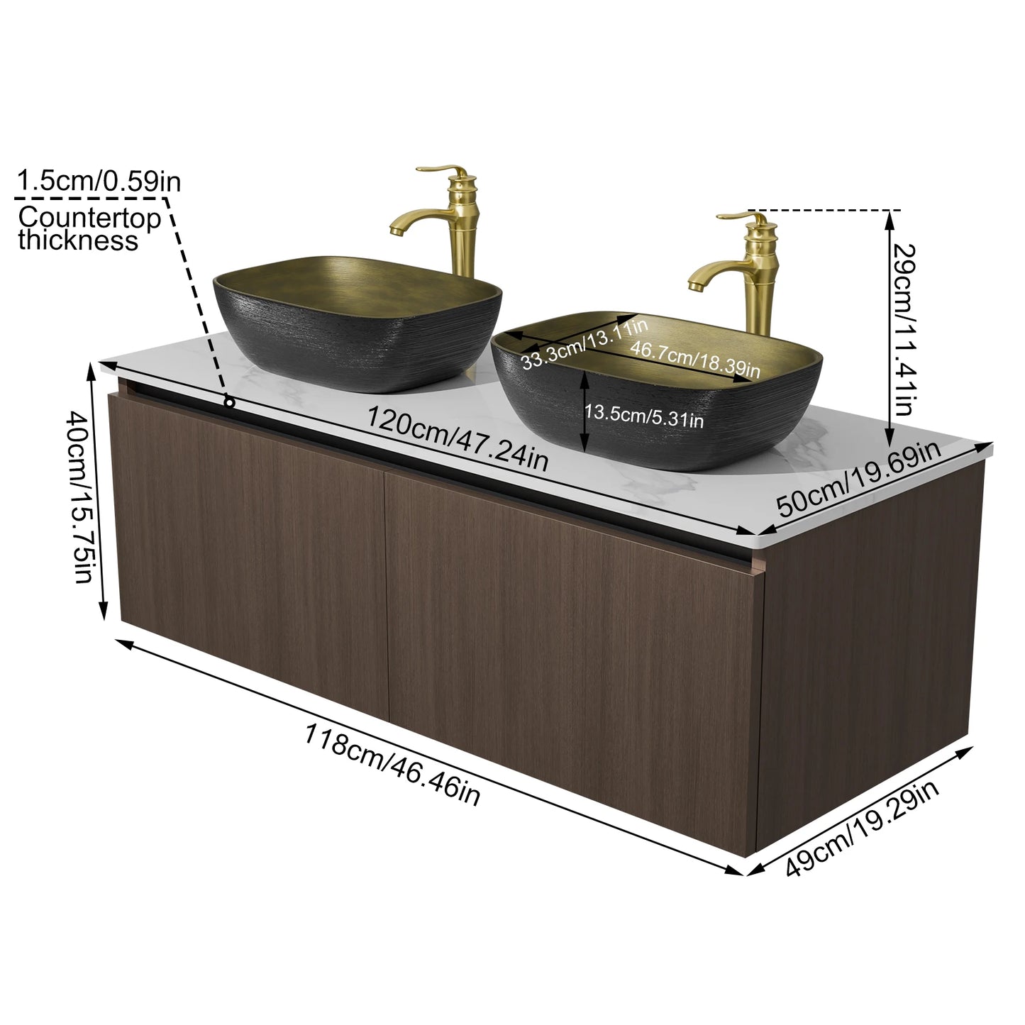 Floating Vanity Bathroom with Sink Combo, Wall Mounted Modern Vanity, Bathroom Cabinet Vanity with Sink Ceramic Basin Faucet