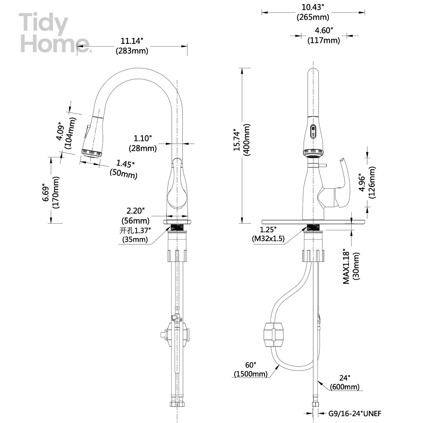 Kitchen Faucet with Pull Down Sprayer and 4 Spraying Modes Brushed  with Locking Buckle for Farmhouse Bar Sinks