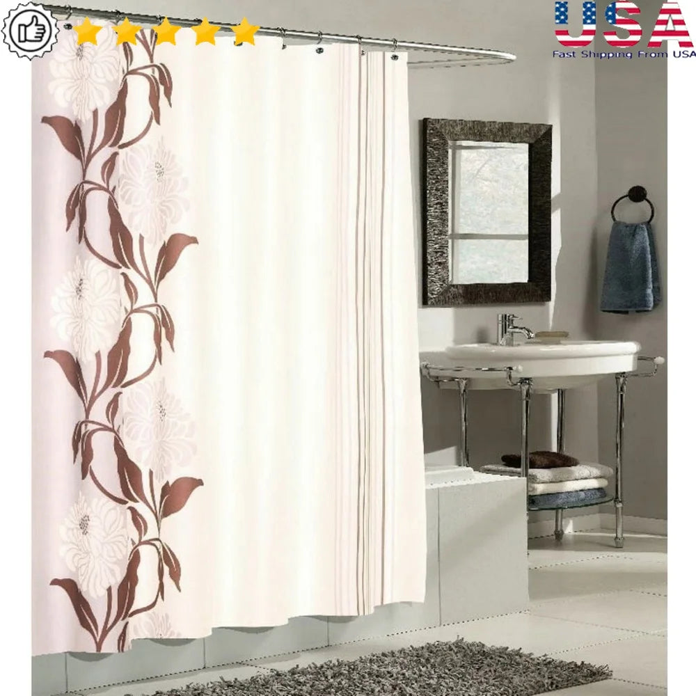 Durable Water Resistant Polyester Shower Curtain 70x72 Machine Washable Unique Design with Matching Window Curtain Available