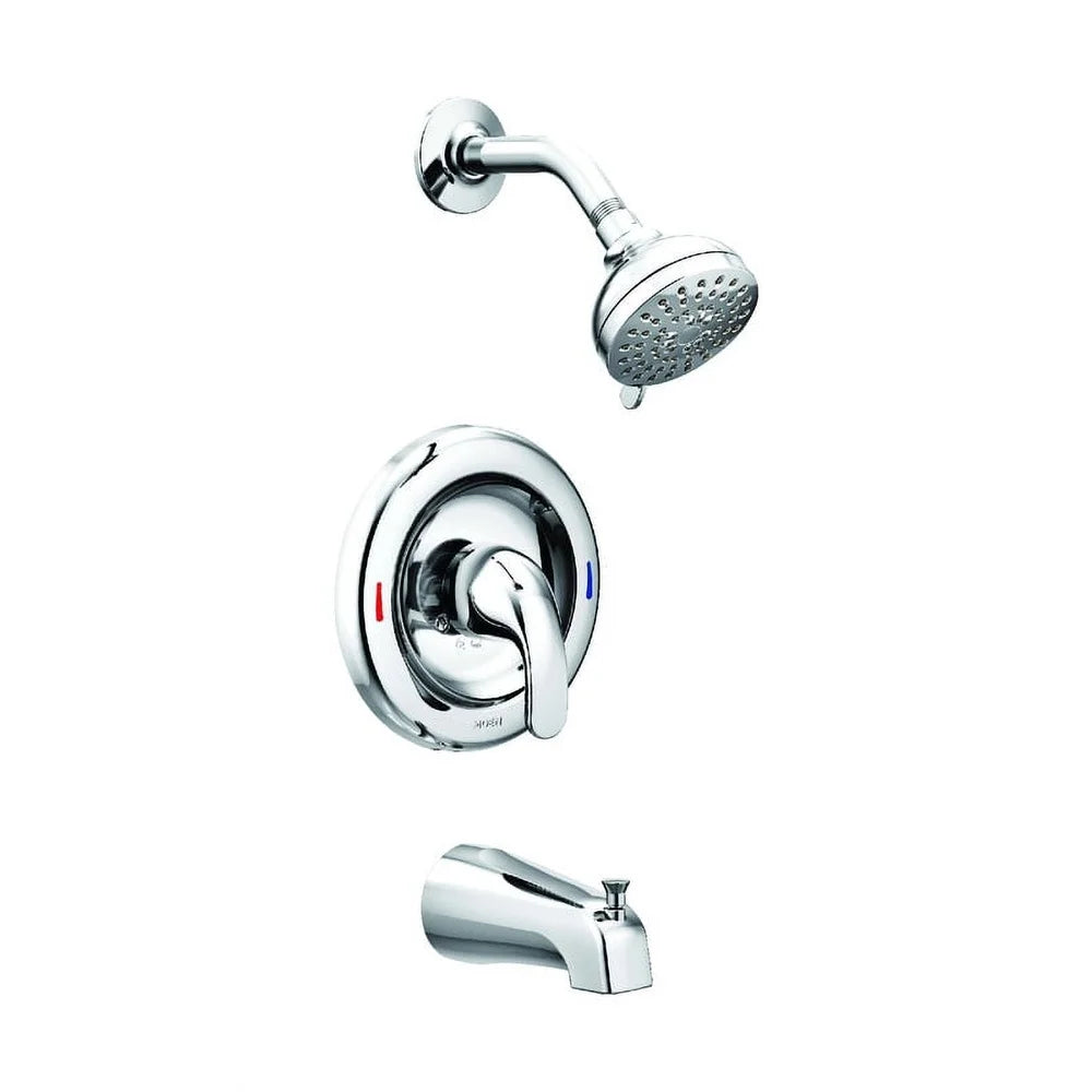 Chrome Shower Valve Trim Kit with Lever and Knob Posi-Temp Pressure Balancing Control Water Conservation Spray Head Tub Spout