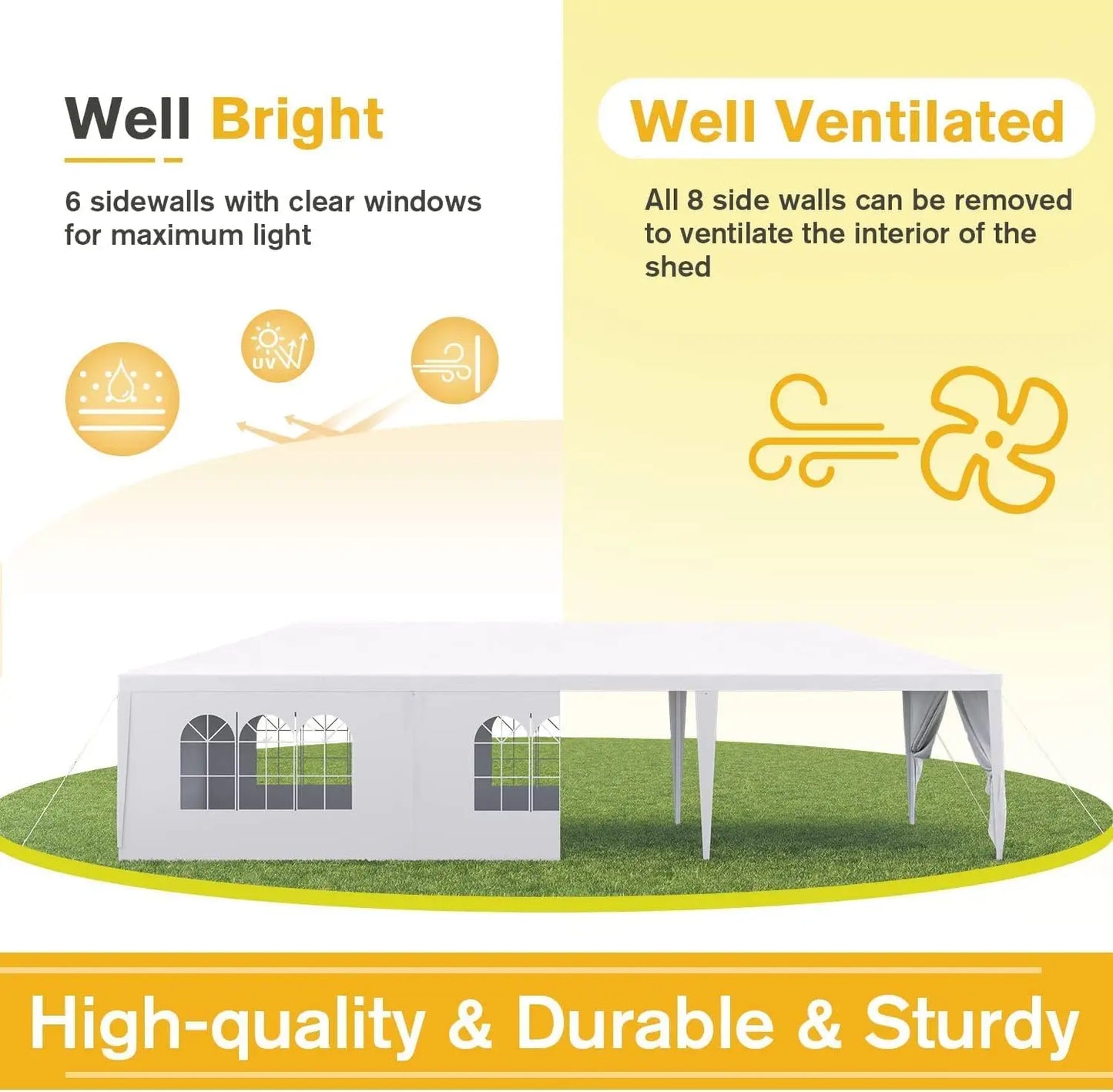 [New Arrival!]10'x30' Heavy Duty White Party Tent, Waterproof Outdoor Wedding Canopy for Backyard, Patio, Events, Large Event Te