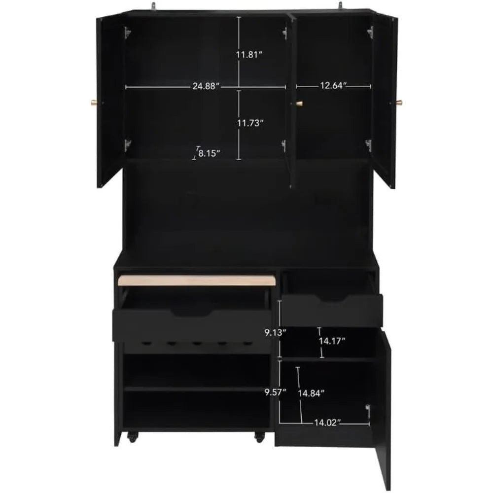 69.29" Kitchen Pantry Storage Cabinet, Modern Buffet Cabinet with Kitchen Cart Hutch with Microwave Stand, Food Pantry Cabinet w