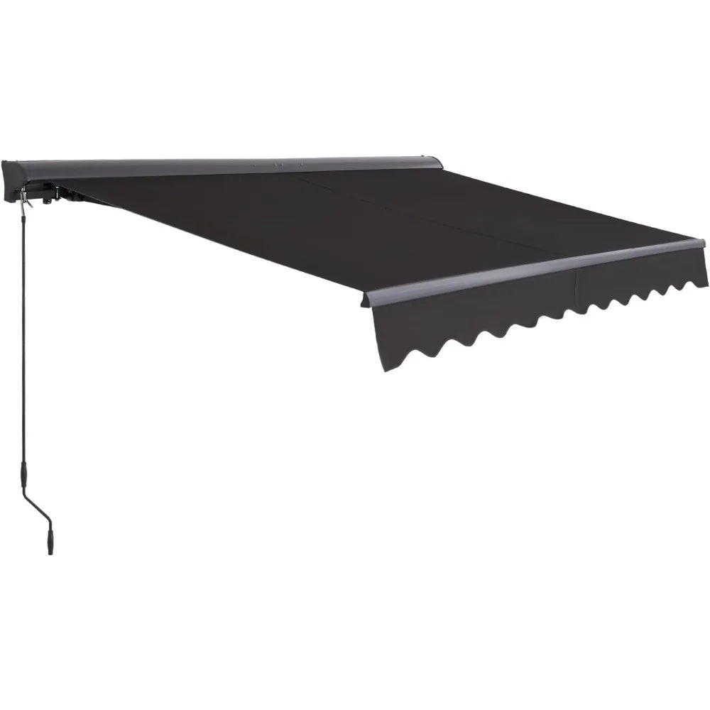10'x8' retractable awning with protective shell - heavy-duty steel frame, uv block fabric for patio, window (black [protective c