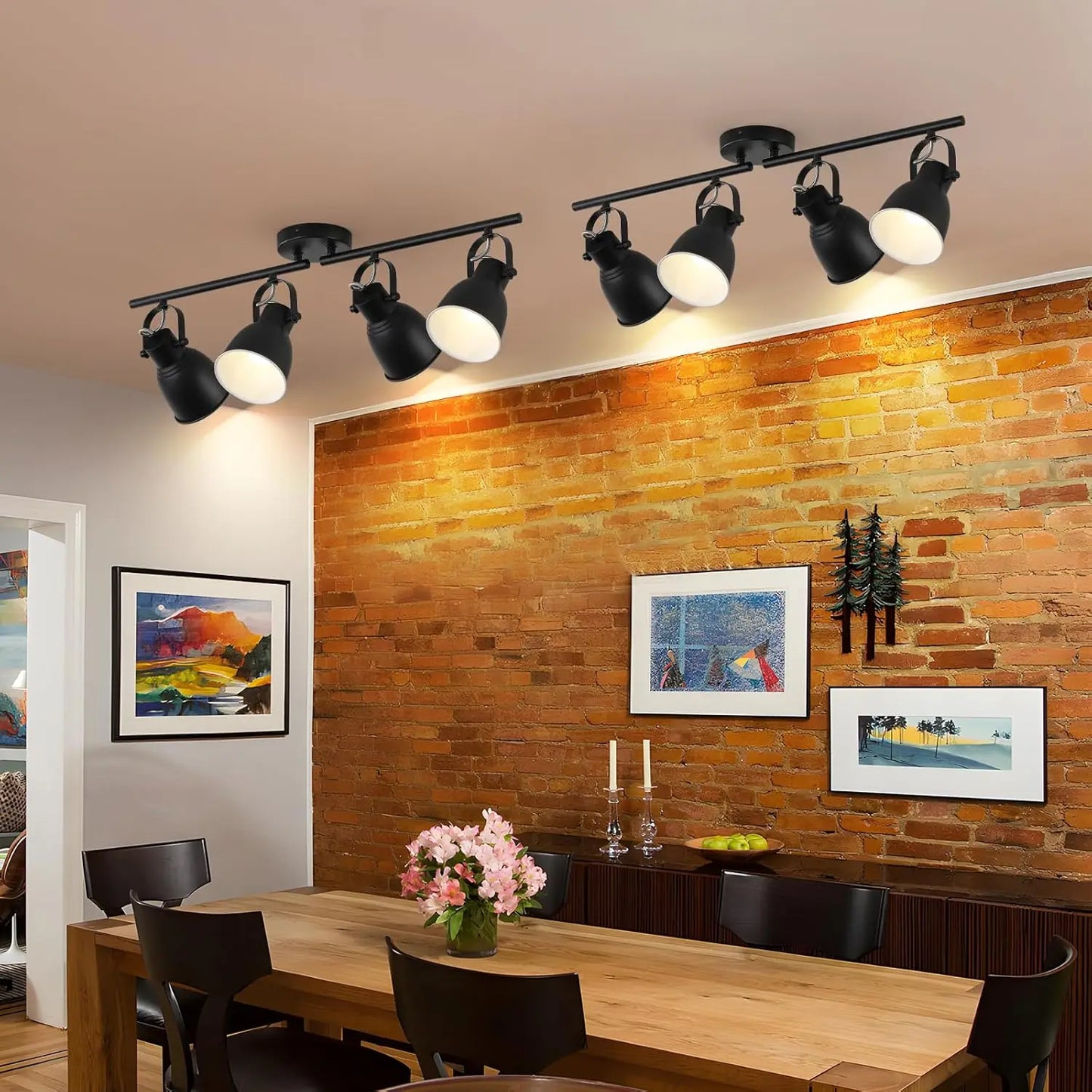 Modern 4-Light Black Track Lighting - Adjustable Ceiling Spotlights for Kitchen and Dining Room