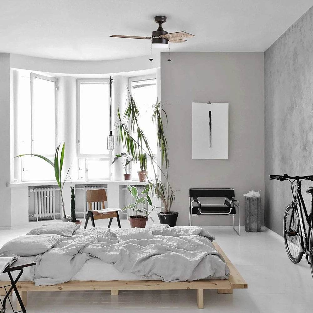 42 Inch Modern Ceiling Fan with LED Light Kit Quiet Reversible Motor 3 Blades Dual Finish Blades Small Rooms