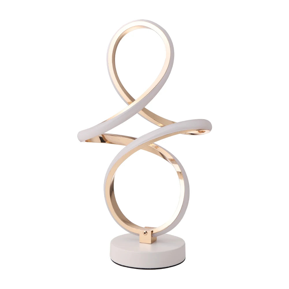 Modern Spiral LED Table Light Metal Bedside Decorative Lighting with US Adapter