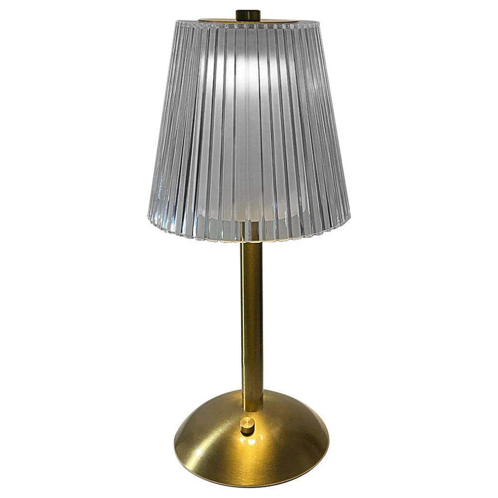 Crystal Table Lamp Metal Base 3 Color Modes Eye Protection Night Light Rechargeable Touch Control Hotel Restaurant Crystal Light