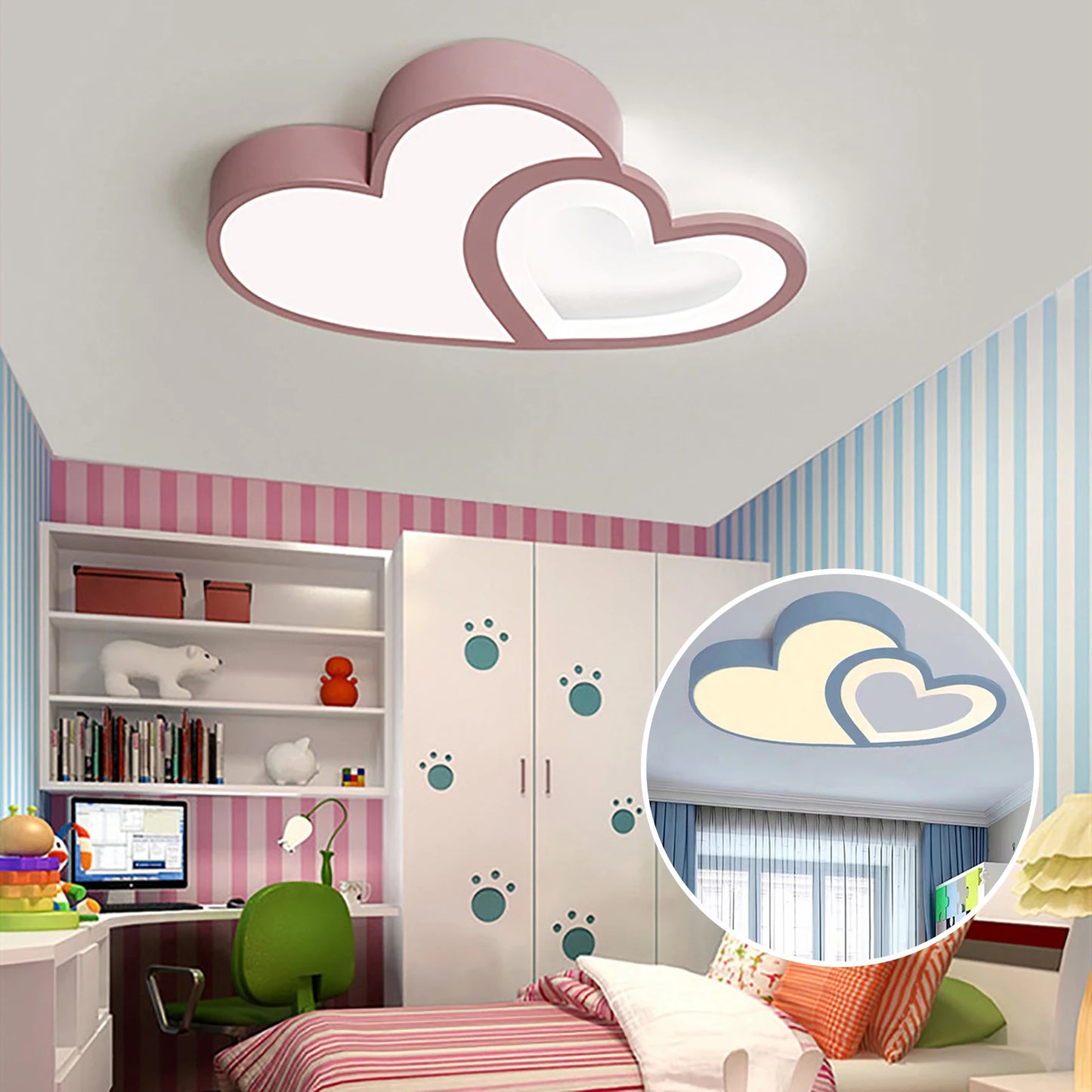 110V/220V  35 W Pink Ceiling Light Children's Room Lamp Dimmer Chandelier LED Baby Lamp Light With Remote Control
