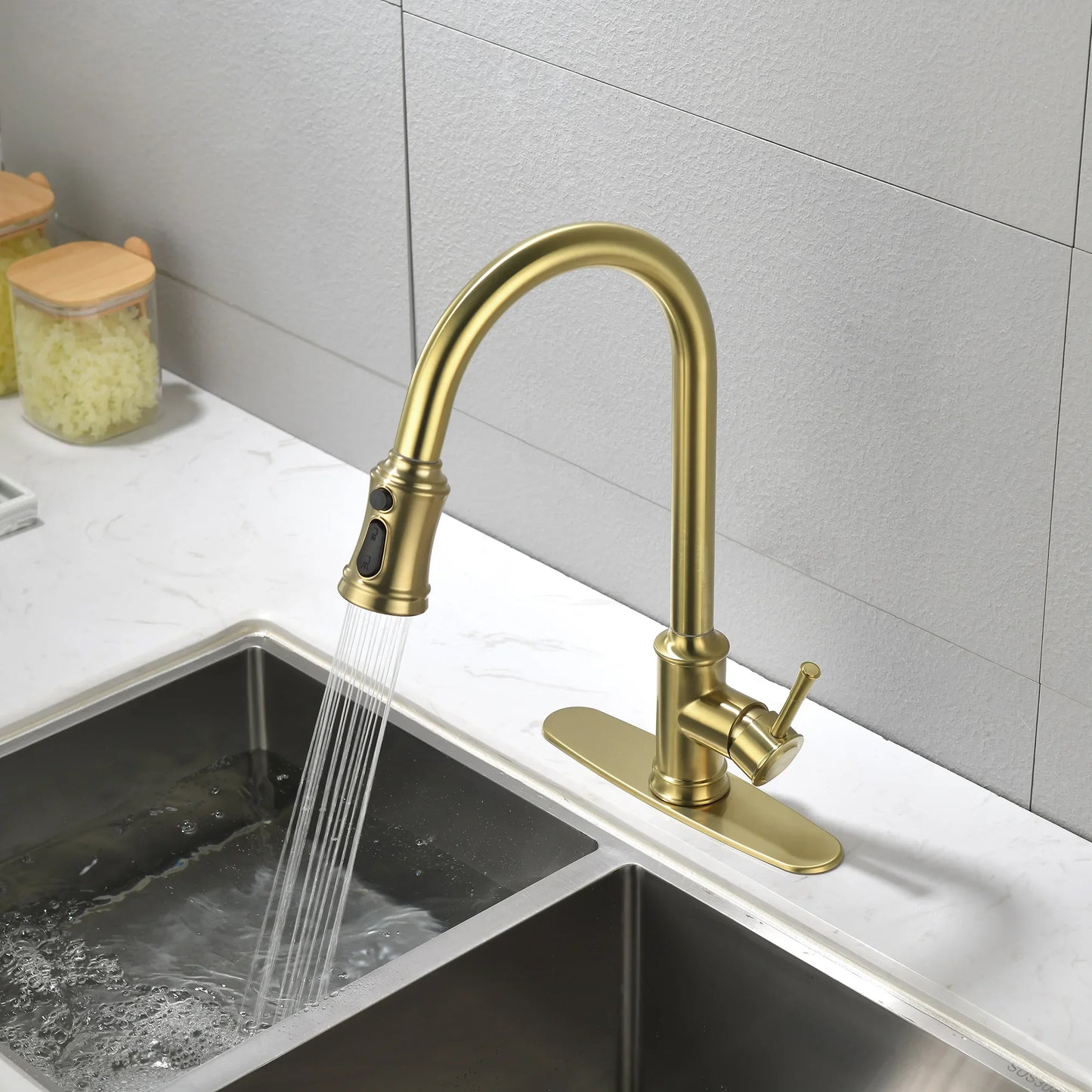Single Handle High Arc Pull Out Kitchen Faucet,Single Level Stainless Steel Torneiras De Cozinha Kitchen Faucet