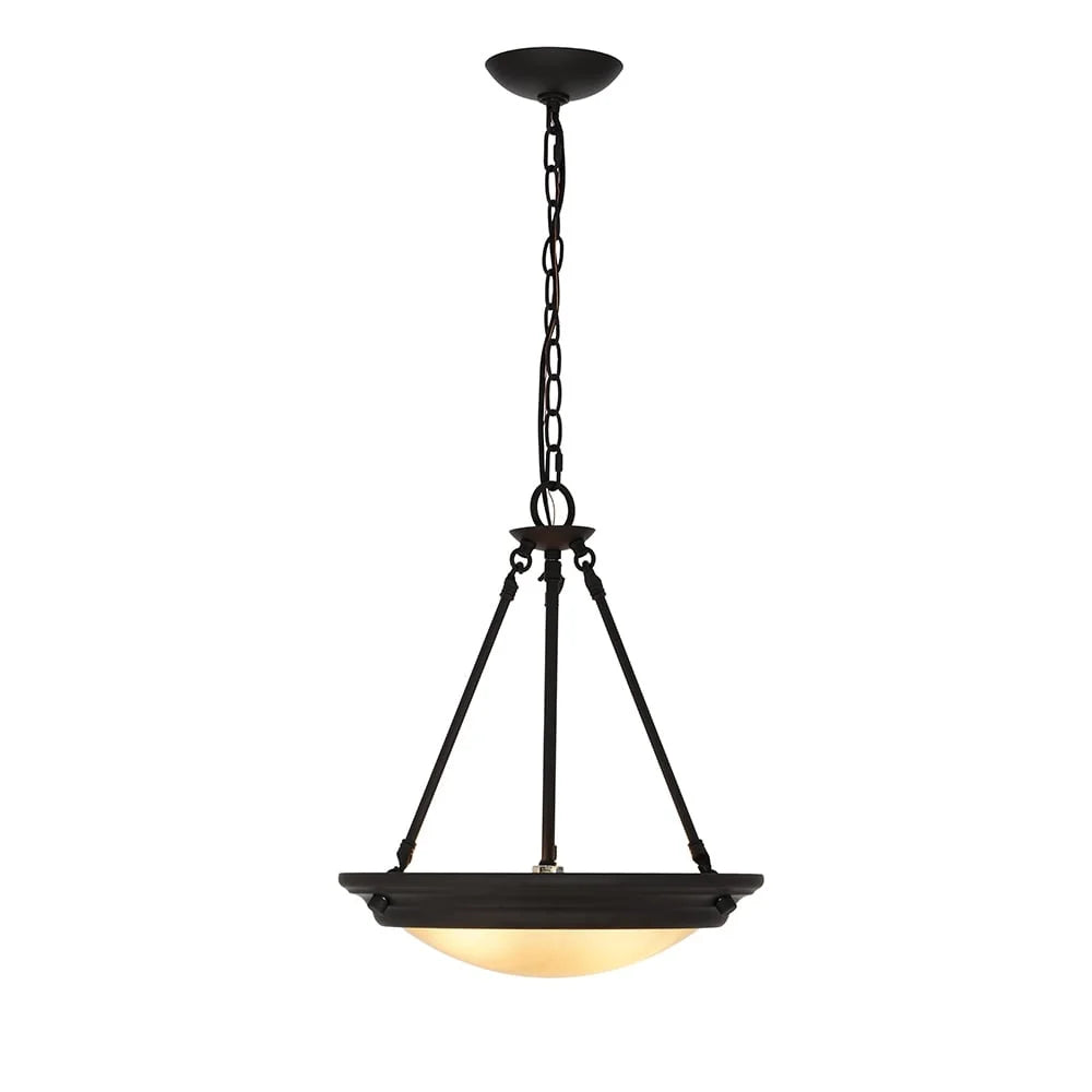 15 Inch Dark Bronze 2 Light Pendant Ceiling Light with Amber Glass Shade Adjustable Height LED Bulbs Included Dining Room