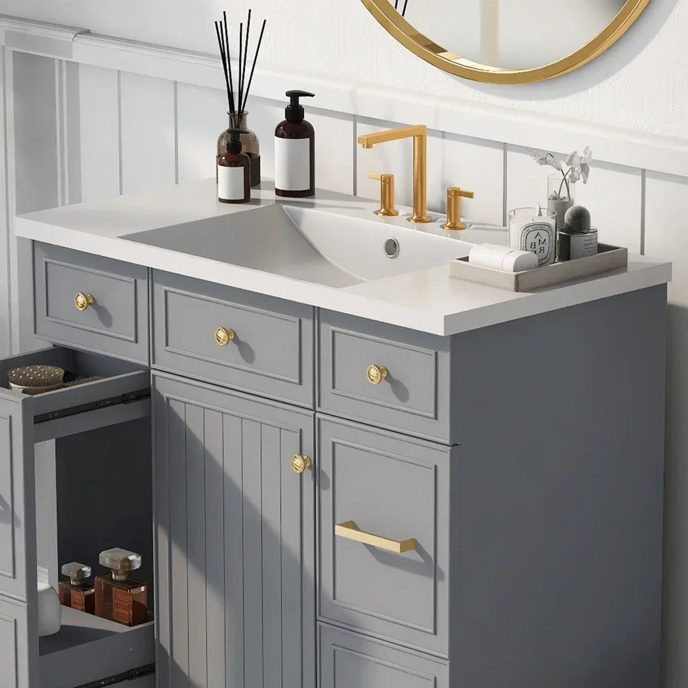 [Sink Only] 36x18" Rectangular 3 Hole Bathroom Resin Sink, Vanity Top ，Sink Only, Fits 4" Center Faucet,24x18 Inch,30x18"