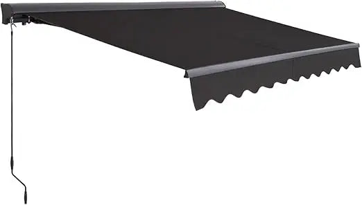 10'x8' retractable awning with protective shell - heavy-duty steel frame, uv block fabric for patio, window (black [protective c